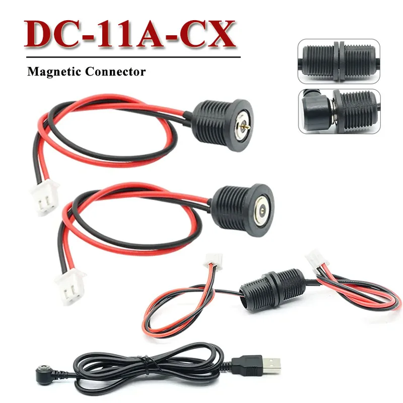

DC-11A-CX Threaded Magnetic Connector with XH Terminal 12V Charging Power Cable Pogopin Magnetic Contact Socket Male Female Plug