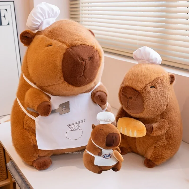 28-50 cm Koch Capybara Plüsch Simulation Bäcker Kapibala Anime Flauschiges Spielzeug Niedliche Brotpuppe Kuscheltiere Weiche Puppe Weihnachtsgeschenk