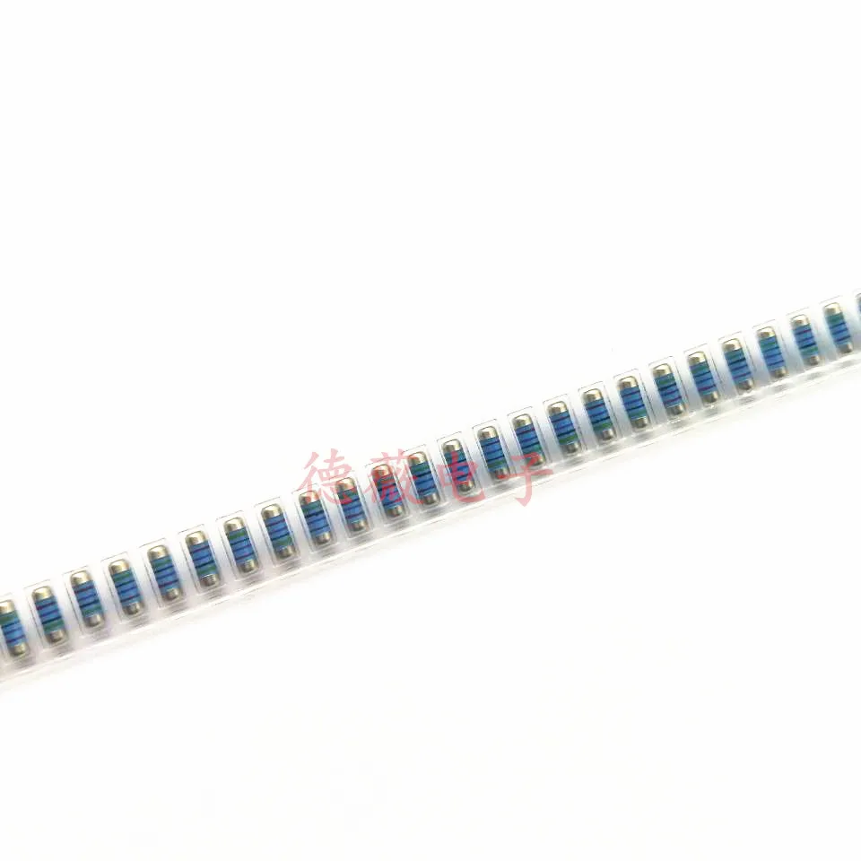 50 pçs smd melf resistor 0204 0207 2.4r 825r precisão 1% cor anel cilindro metal filme resistor de precisão