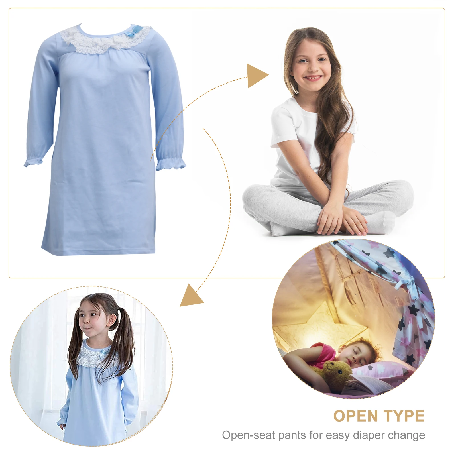 

1pc Cotton Nightgown Girls Nightdress Comfortable Kids Sleepwear Premium Material Easy Clean Washable Machine Long Lasting