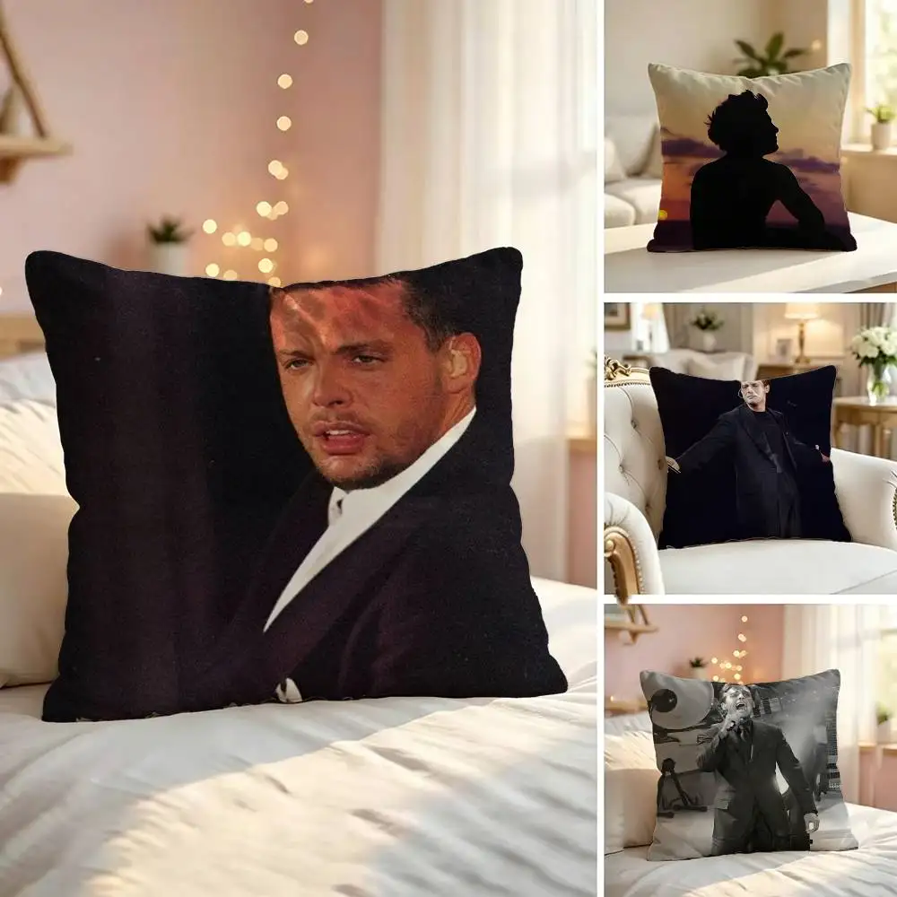 L-Luis M-Miguel Vintage Latin Bolero Concert Music Pillow Case Sofa Living Room for Bedroom Headboard Backrest Cushion Square