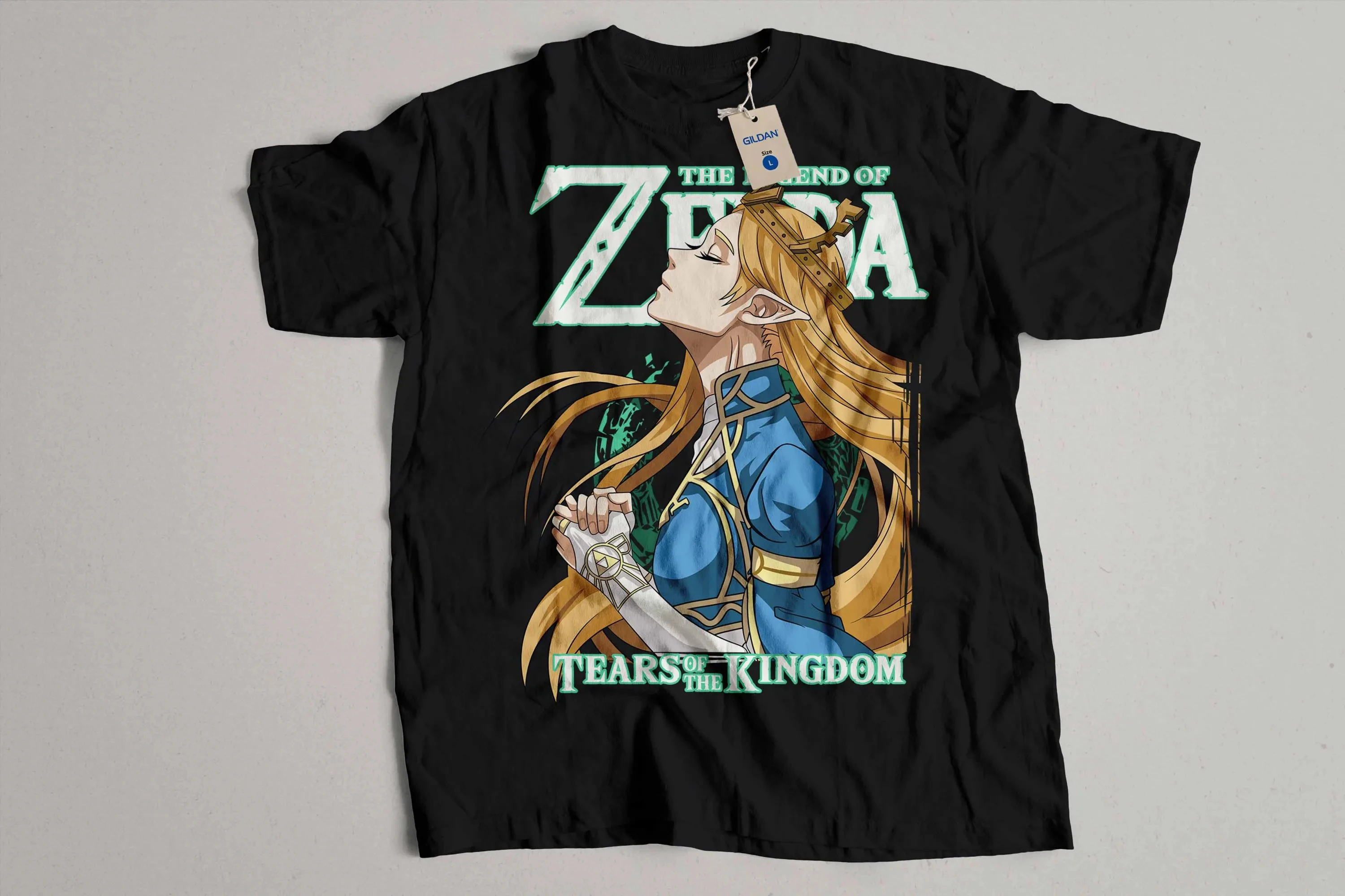 2926 The Legend of Zelda Silhouette T-shirt Japanese Text Triforce Graphic Tee Men Women Vintage Game Art Short Sleeve