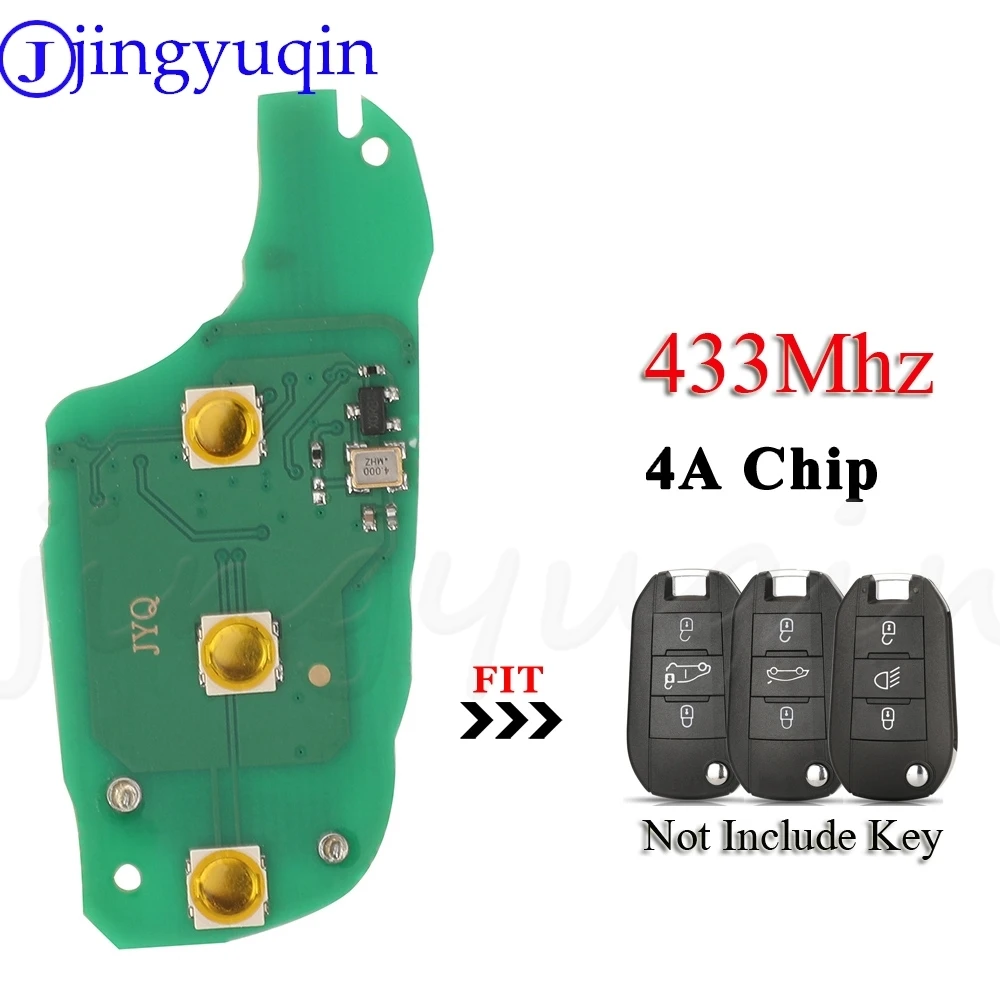 jingyuqin 3Buttons Remote Car Key Circuit Board Fob 433.92MHZ FSK 4A Chip For Peugeot 208 2008 308 508 Citroen C3 C4 C5 Only PCB