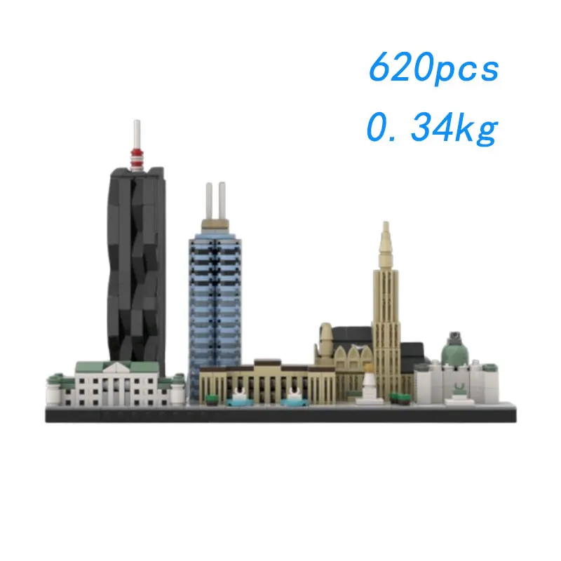 Spot MOC-189251 620 pçs arquitetura moderna diy pequenas partículas montagem blocos de construção puzzle brinquedo modelo presente conjunto ornamento