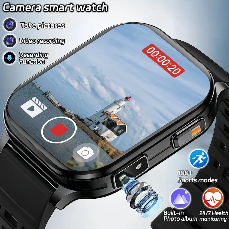 

New Camera Smartwatch Men Women Photos Record Video Built-in Photo Album Health Sports Fitness Waterproof Recording Smart Watch