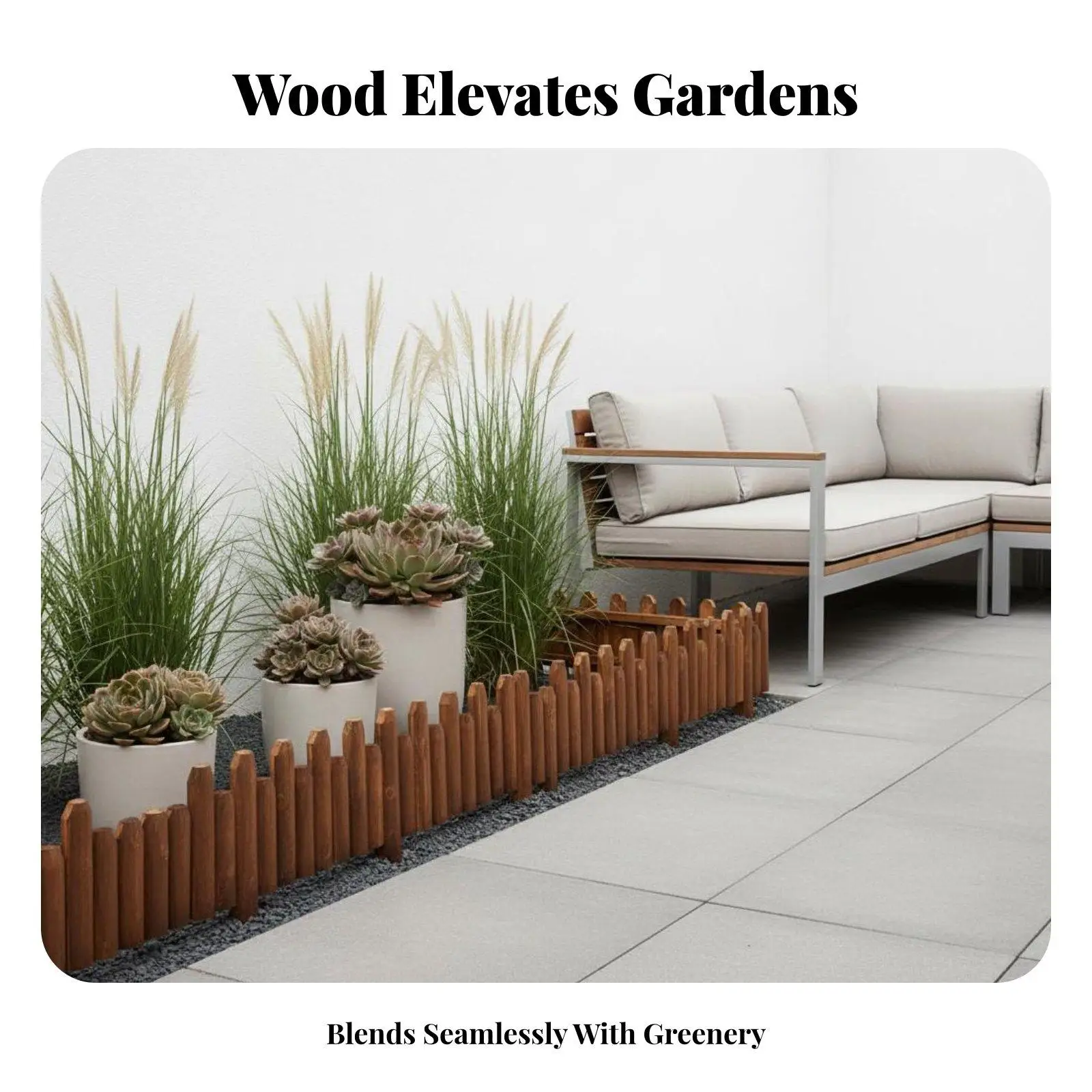 Flexible Wood Garden Edging Fence for Outdoor Lawn Border Carbonized Rustic Finish Decorative Path and Flower Bed Panel