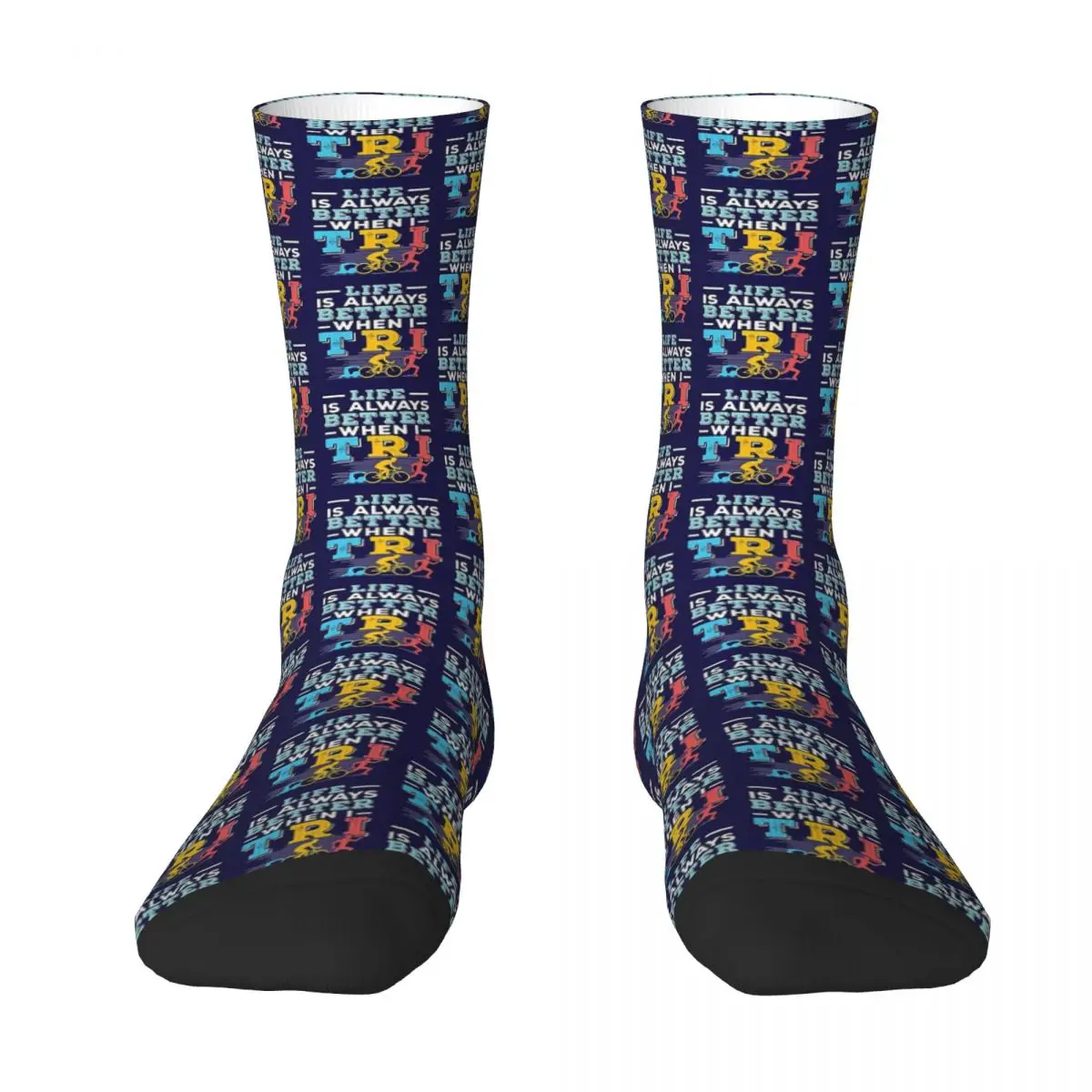 

Life Is Better When I Tri Unisex Winter Socks Cycling Happy Socks Street Style Crazy Sock