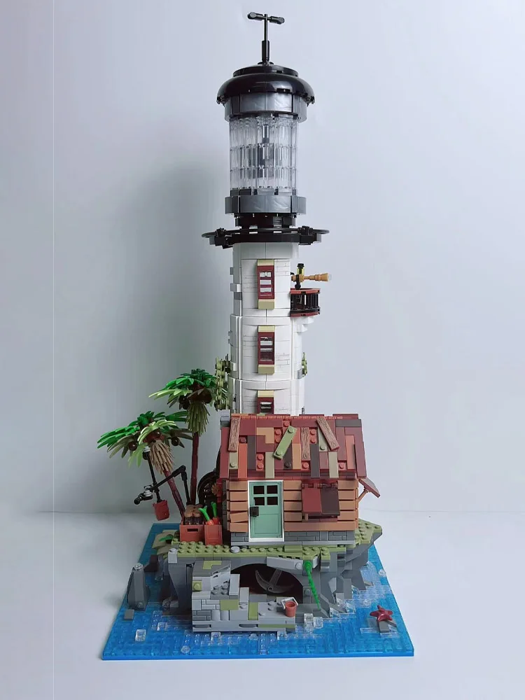 Building block toy 2340pcs Medieval mini fishing village lighthouse model display Creative assembly toy set Holiday gift boy