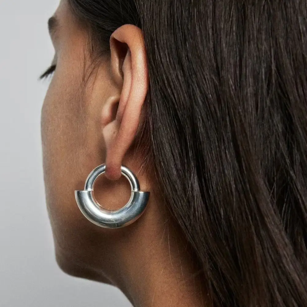 

New Light Luxury Circle Earrings Exaggerated High-end Hoop Earrings Gold/Silver Copper Ear Buckle Unisex