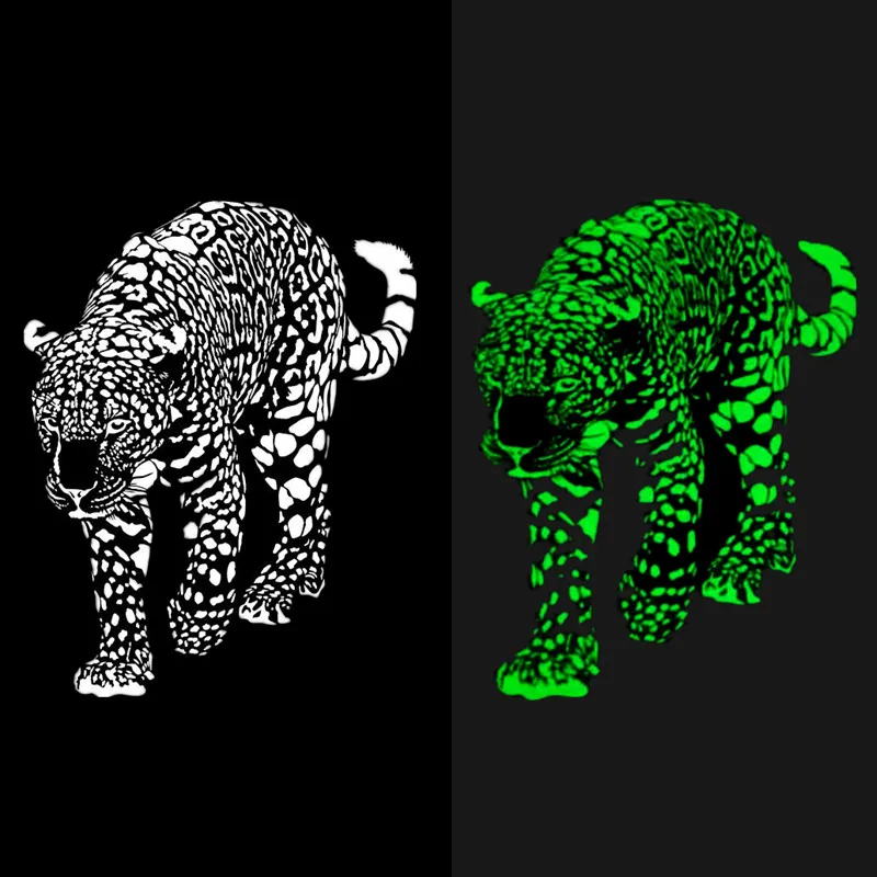 Heat Transfer PVC Patches Fluorescence Leopard DIY Clothes Stickers For Clothing Iron On Patches Animal Style For Music Festival