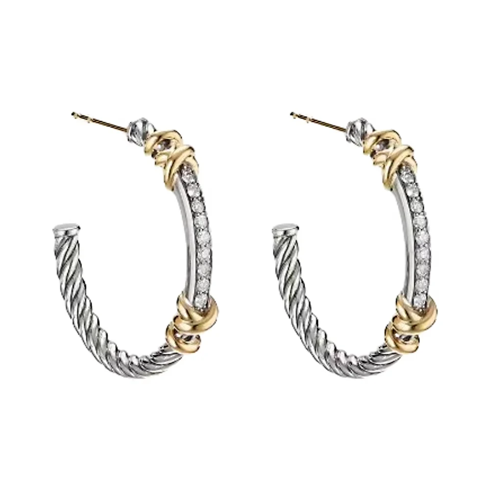 DY-David XX Yurmas 925 Silver Factory Direct Gold Wire Wrapped Earrings for Women, Compact, Fashionable and Versatile