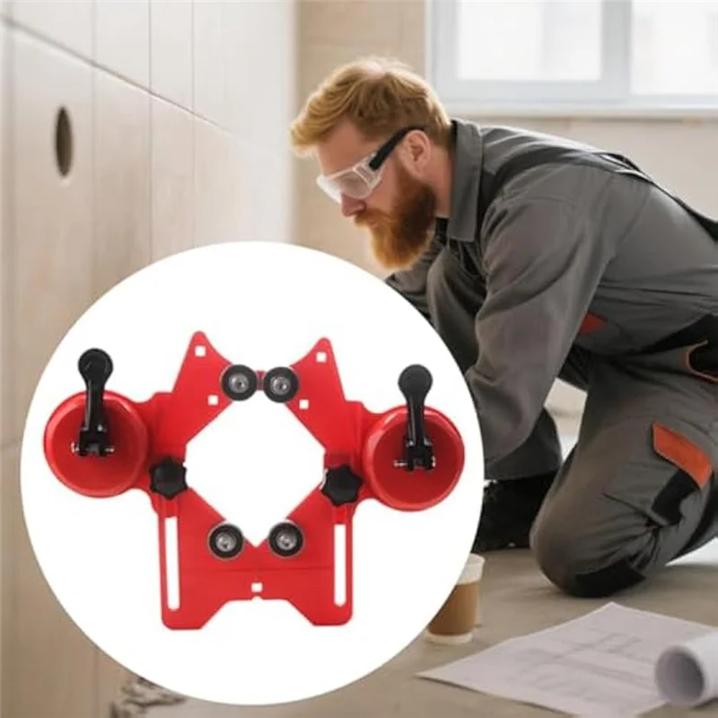 ABRB-Avec doubles ventouses. Guide de ventouse pour scie cloche, localisateur de trous ouverts, réglable pour un travail efficace pour le marbre, sans perceuse