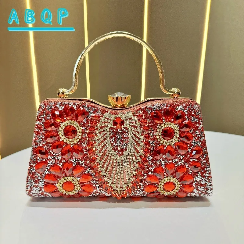 

New Banquet Mini Women's Bag Luxury Brand Diamond-encrusted Women's Shoulder Crossbody Bag Fashionable Shiny Evening Handbag