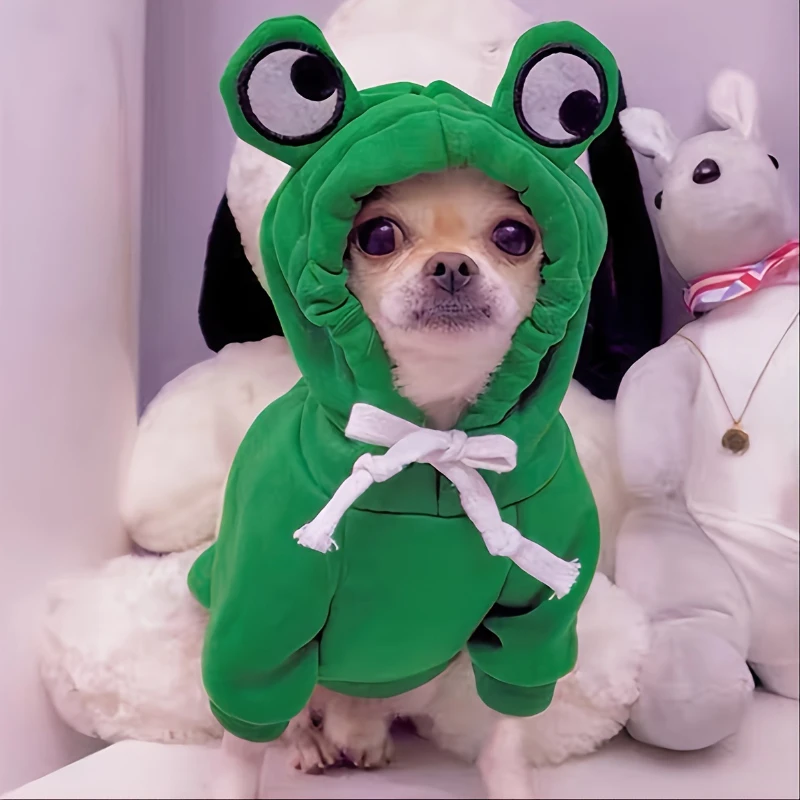 

Dog Hoodie- Dog Basic Sweater Coat Cute Frog Shape Warm Winter Jacket Cat Cold Weather Clothes Outfit Outerwear Dog Halloween