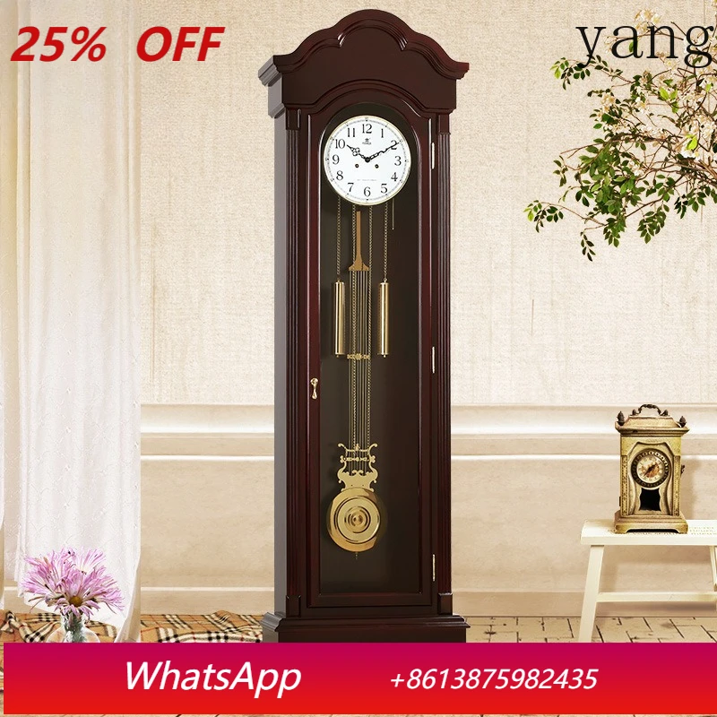 

LTT Solid Wood Floor Clock Mechanical Sitting Clock European Living Room Standing Clock