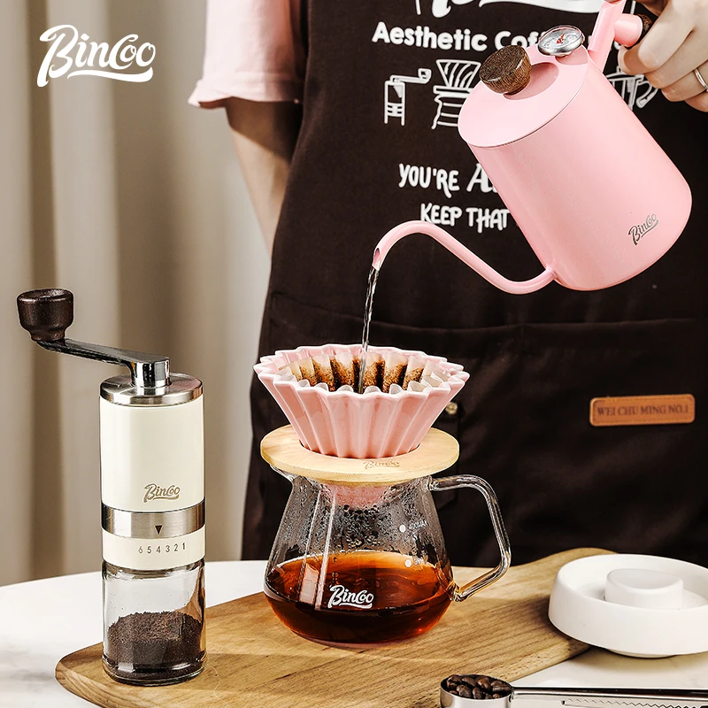 

BINCOO Hand Brewed Coffee Pot Set Coffee Filter Sharing Pot Hand Coffee Manual Grinder Coffee Utensils Portable for Home Office