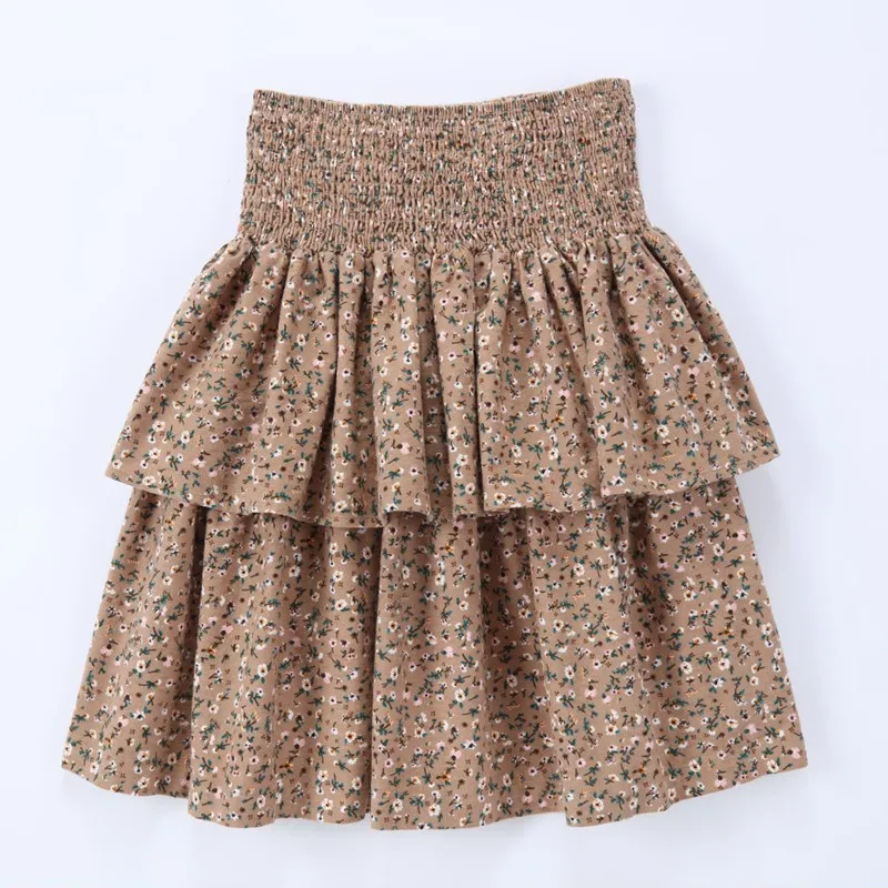 2025 Vintage Autumn Spring Children Flower Printing Skirts New Kids Boutique Clothes For Holiday Party Girls
