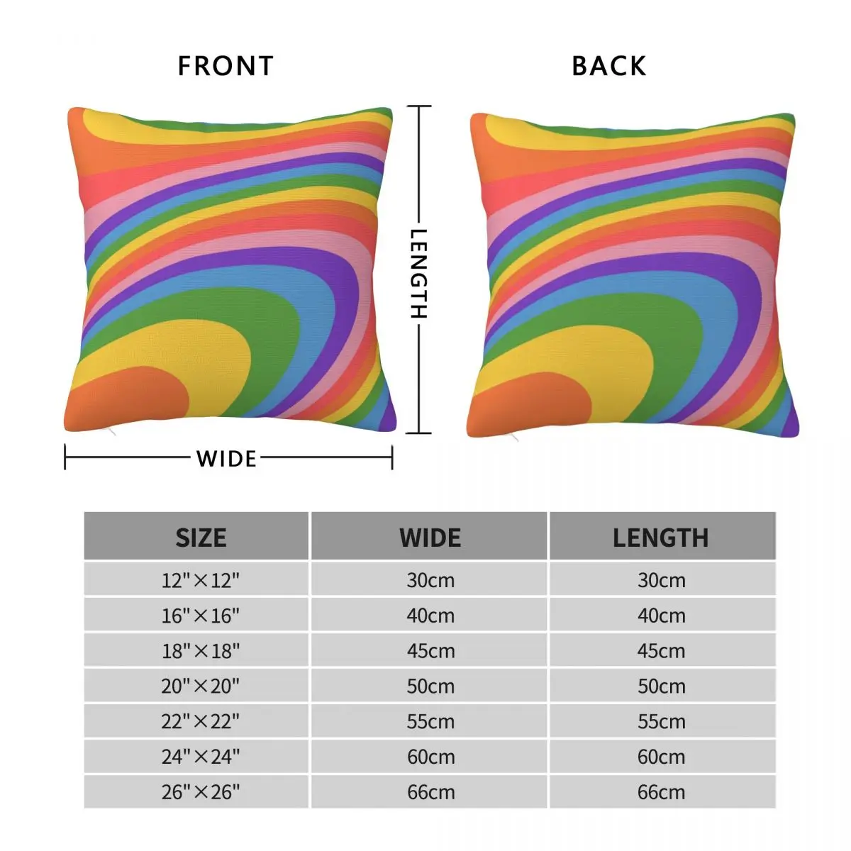 Groovy Retro Rainbow Pillowcase Polyester Linen Velvet Creative Zip Decor Throw Pillow Case Home Cushion Cover 18