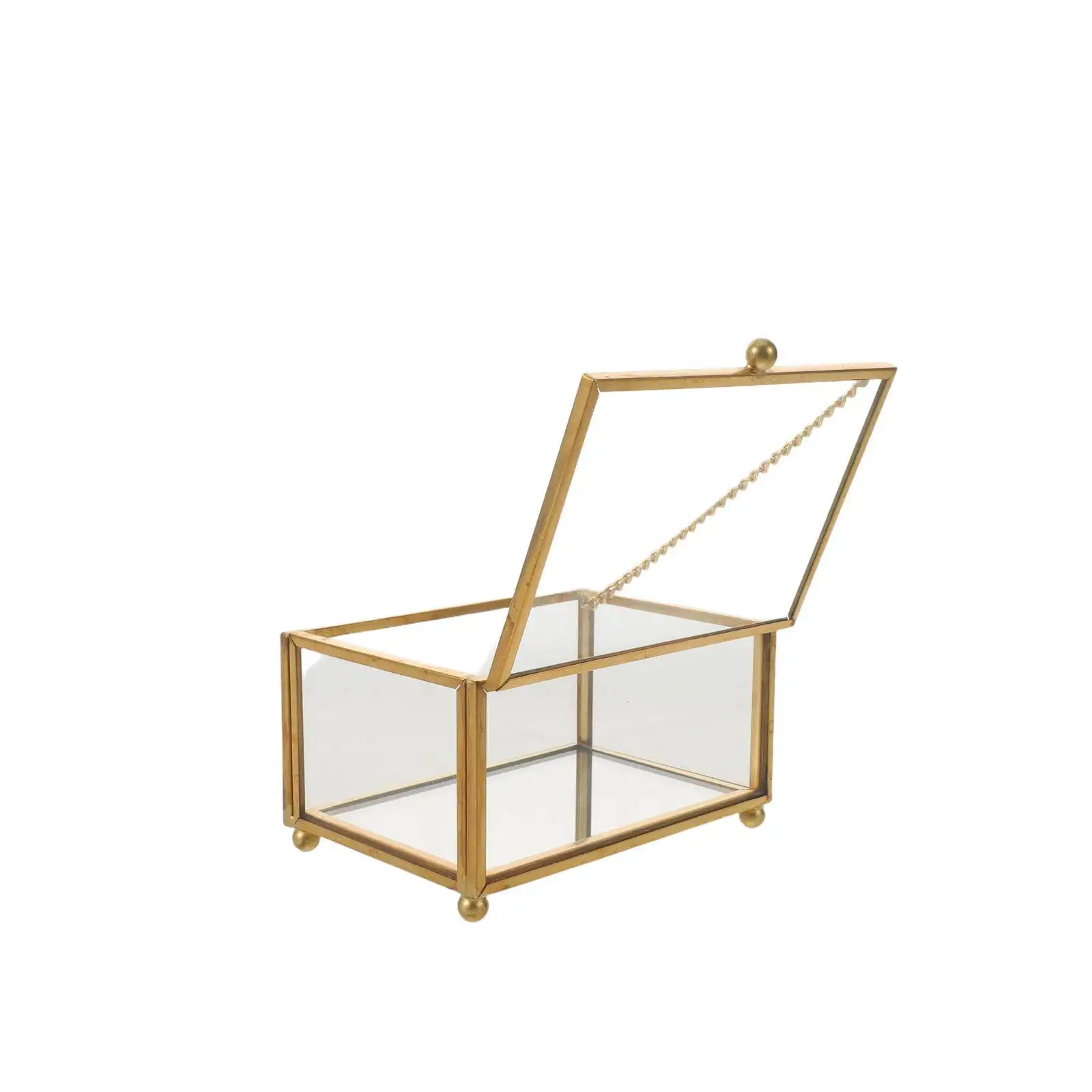 

Винтажный стеклянный органайзер для украшений 4x2.8x2.4, прямоугольный футляр с крышкой, прозрачный демонстрационный кейс, ретро-шкатулка для украшений, идеальный подарок