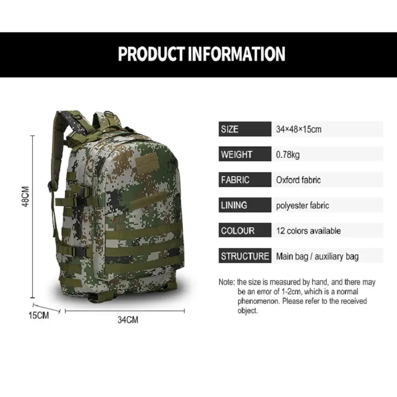 Imagem -04 - Grande Capacidade Esportes ao ar Livre Mochila Camuflagem Primeiros Socorros Kits Impermeável e Resistente ao Desgaste 40l