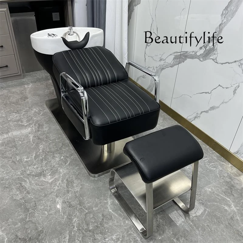 Ceramic Basin Barber Shop Shampoo Chair Fashion Shop Lying Half High-End Salon Massage Flushing Bed