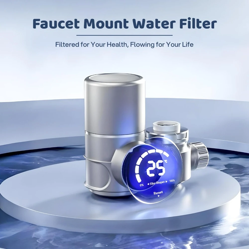 Faucet Water Filter for Sink-LED Display Water Purifier for Faucet,Faucet Mount Tap Water Filtration System for Kitchen