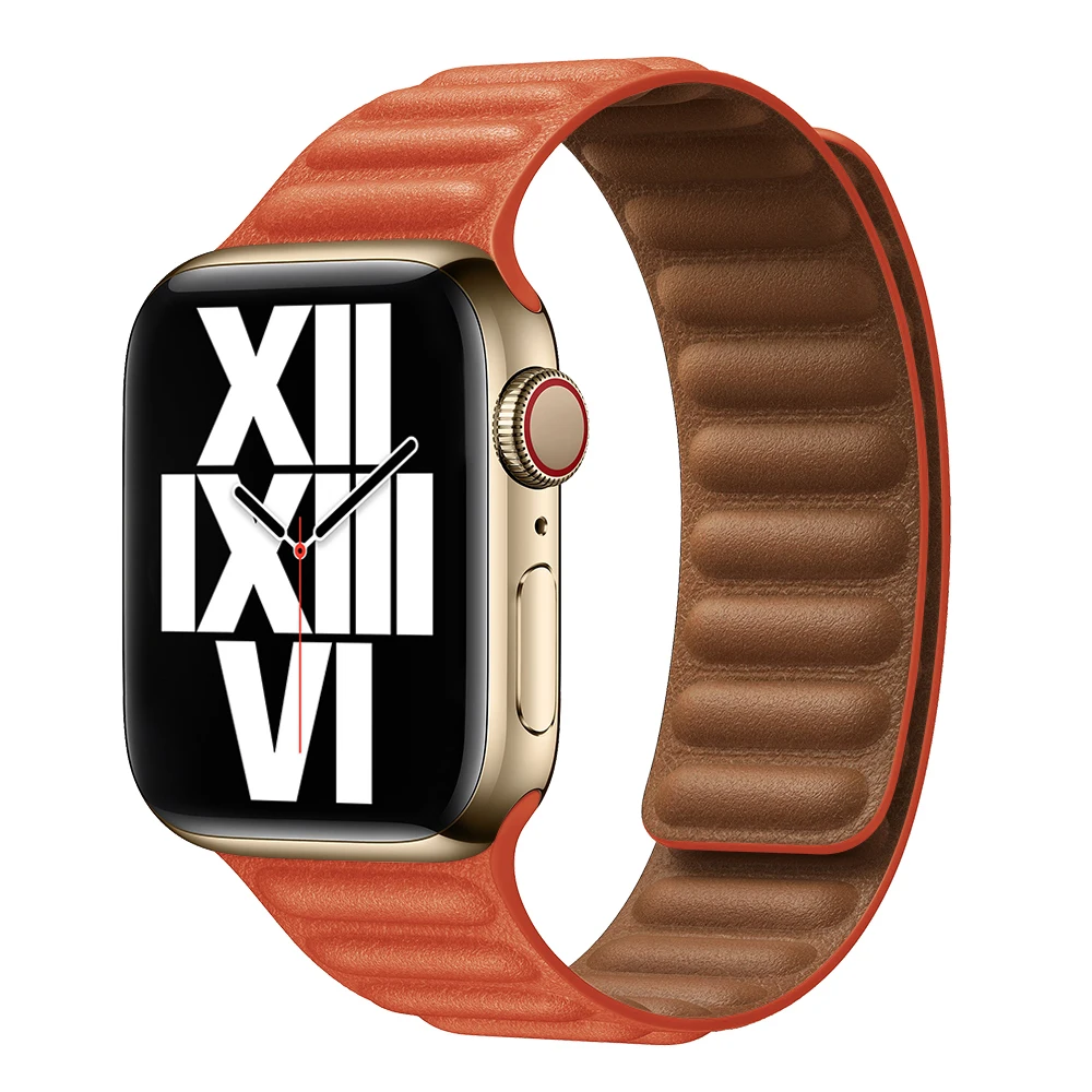 Leder glied für Apple Uhren armband 45mm 41mm 44mm 40mm 49mm original Magnets ch laufen armband iwatch Serie 8 ultra 3 se 6 7 Armband