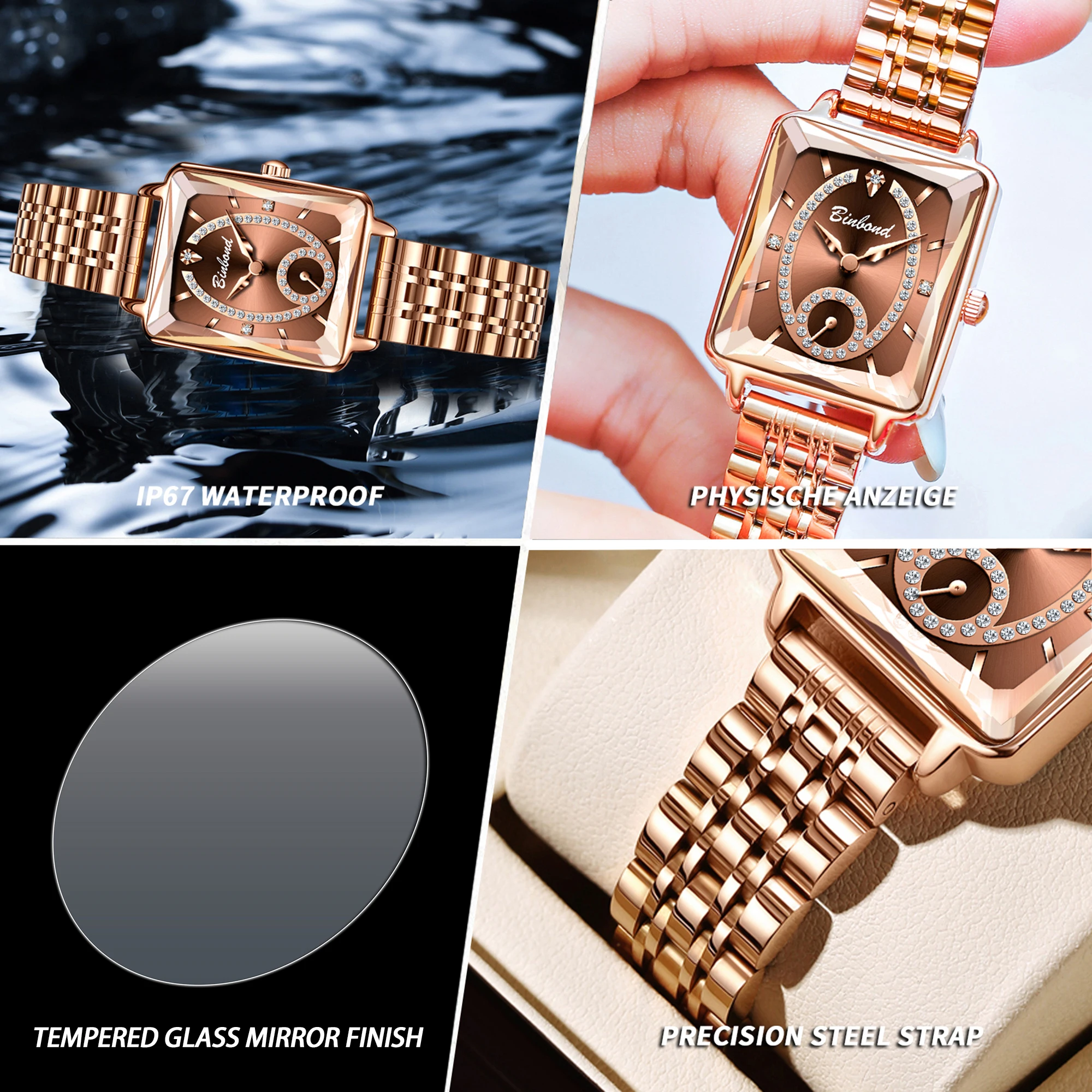 BINBOND Orginal Quartz Watches For Women Precise Luminous Relojios Waterproof Ladies Watch Durable Casual Luxury Reloj +Box view 6