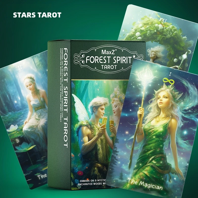 Forest Spirit Tarot Deck Original Design Premium 400GSM Coated Paper 78 Cards Glossy Finish English Spanish Russian Guidebook