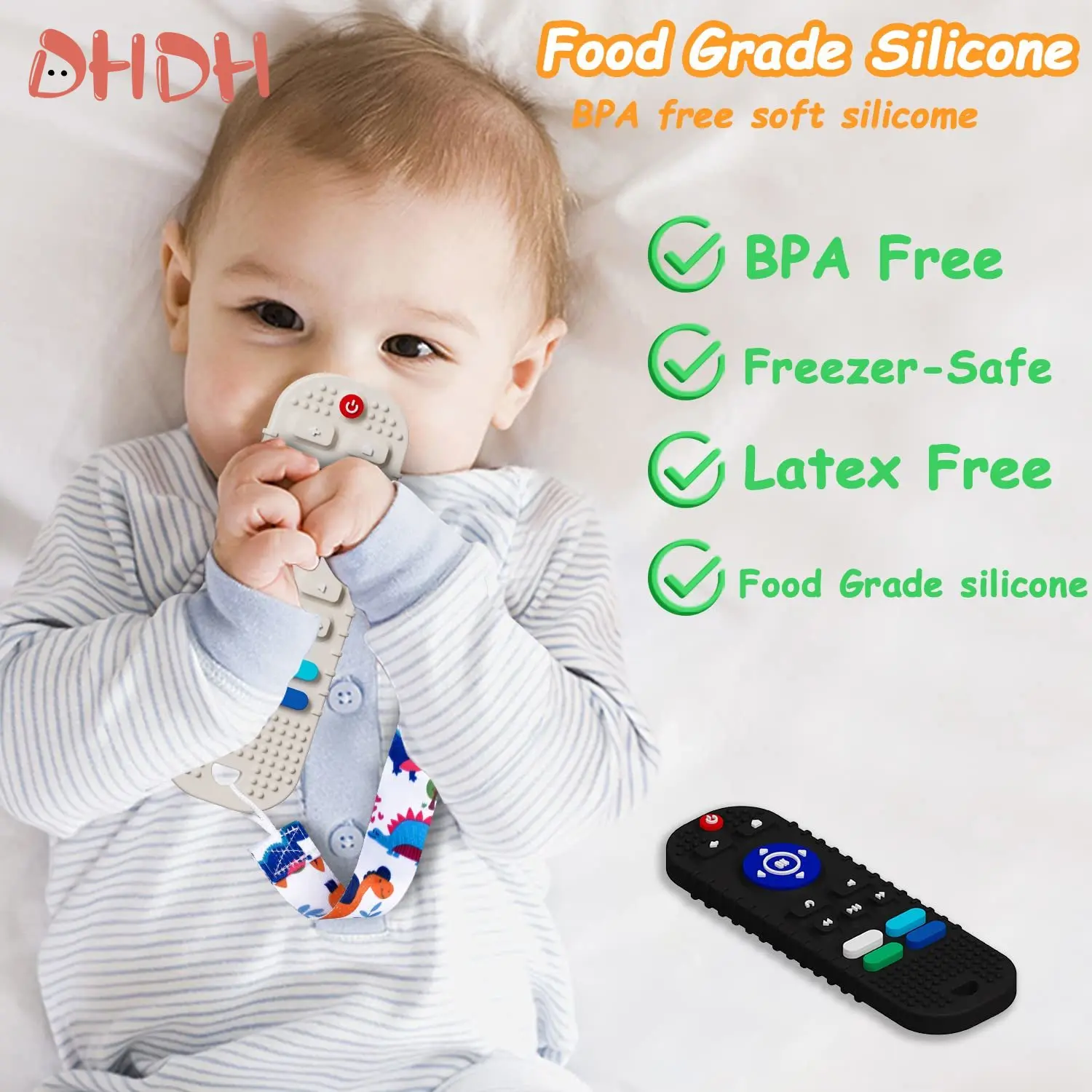 Baby Remote Control Teether Silicone Baby Anti-Eating Gloves Pacifier Bracelet Teething Stick Biting Cartoon Soothing Bite Toys