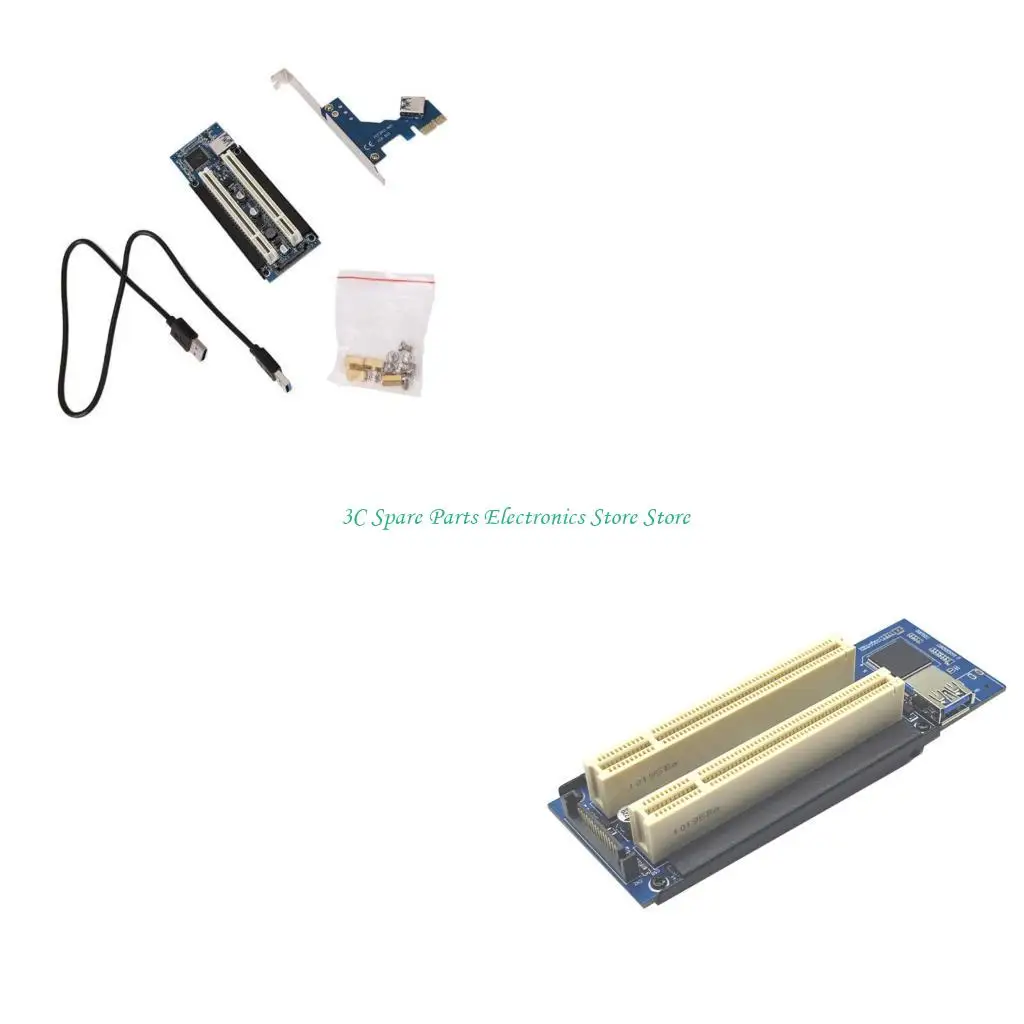 SZ PCIE to Double PCI Card High Efficiency Adapter Converter Board with USB Cable for Desktop PC ASM1083 Chip