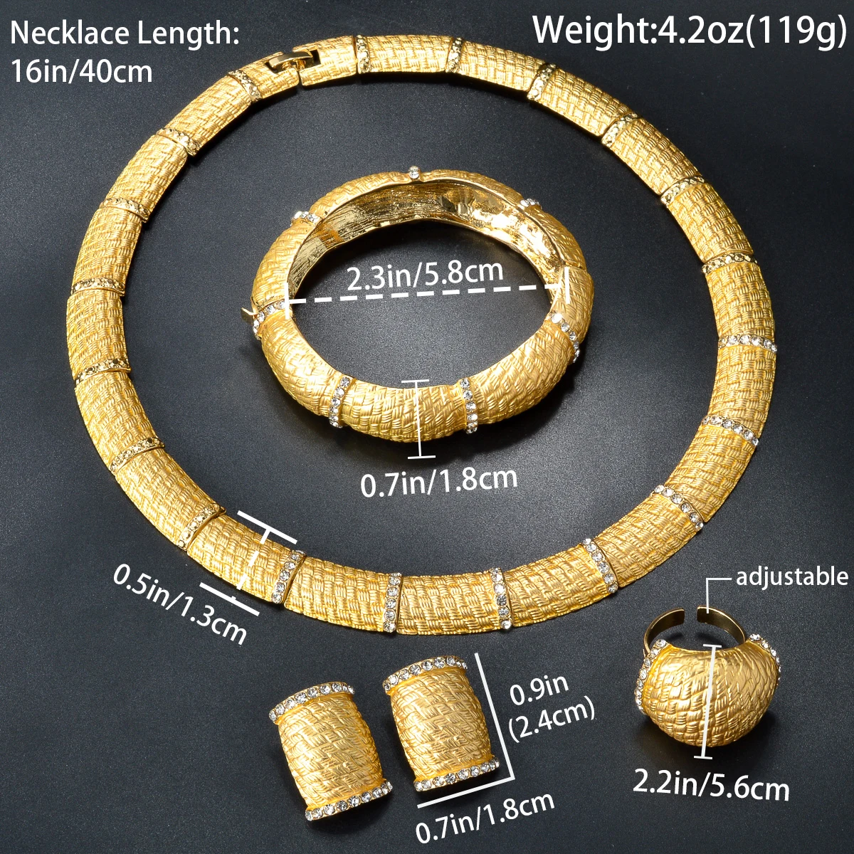ZeaDear Italian Wedding Jewelry 4 Pcs/Set Luxury 18K Gold Color Collar Necklace Earrings Ring Bracelets For Bridal Gifts African