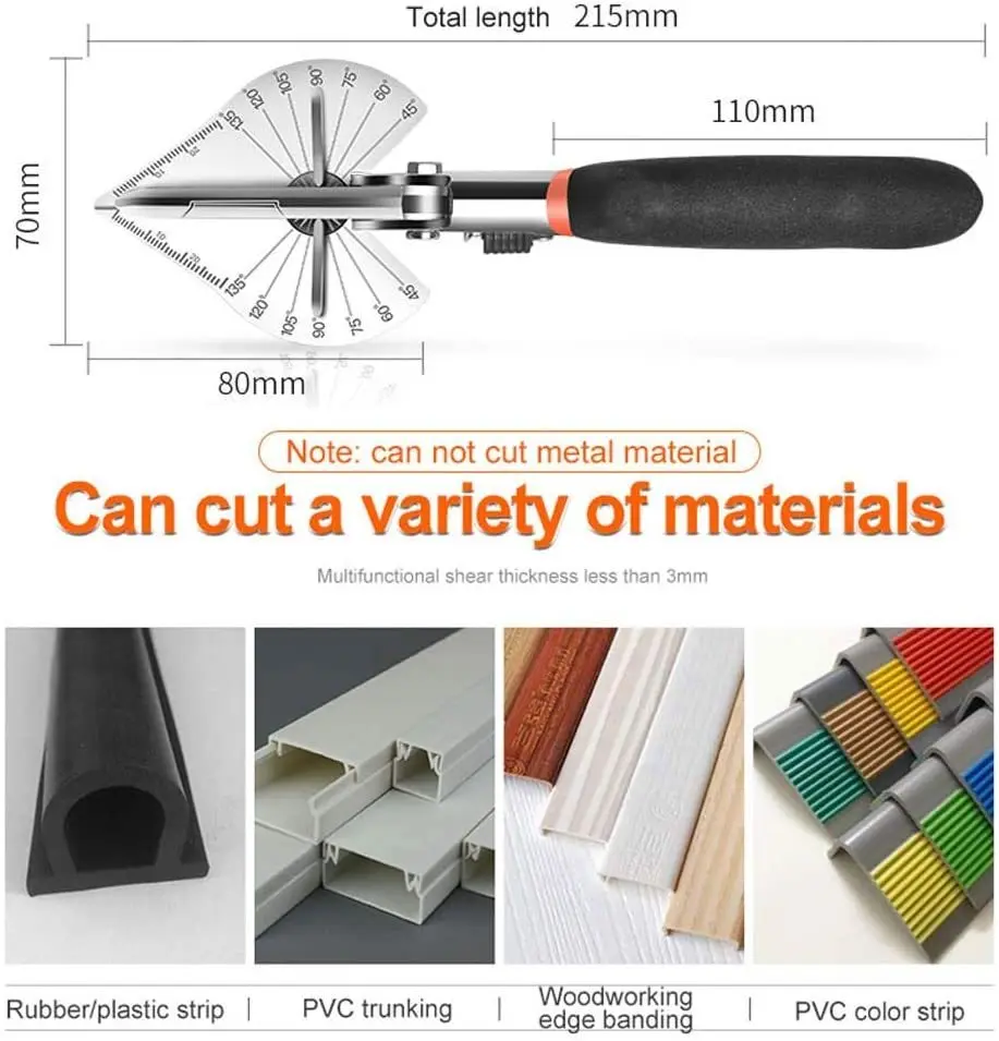 Multi-angle Bevel Scissors Angle Shear 45-135 Degree Angle Mitre Siding Wire Duct Cutter with 10 Replacement Blades