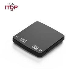 ITOP-Balance à café électronique numérique automatique intégrée, minuterie, 3 modes, verser sur expresso, haute précision, 0.1g, 2kg