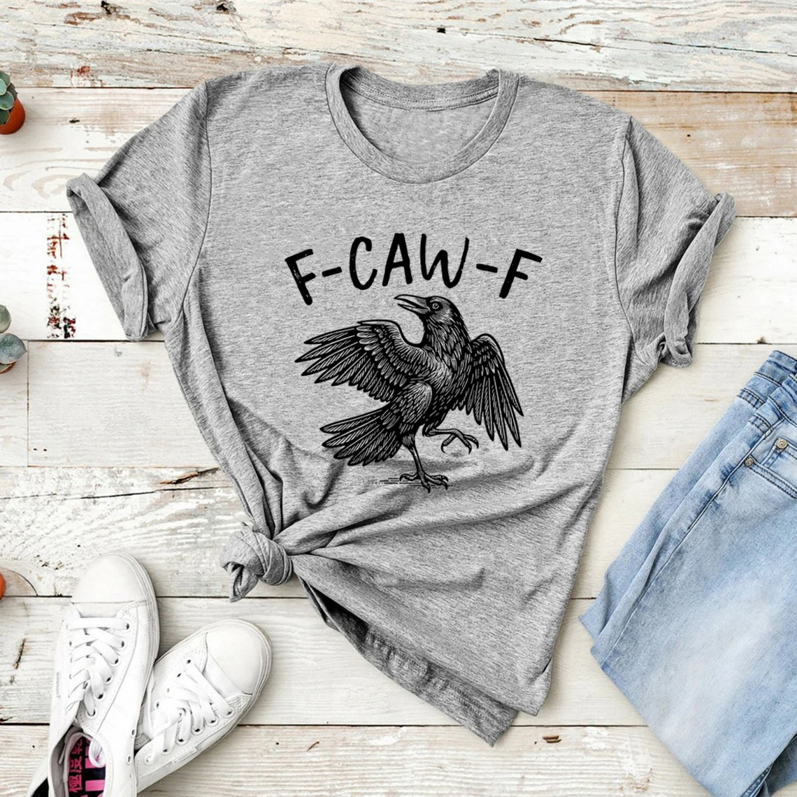 

Funny Crow T-Shirt F-Caw-F T Shirt Raven Lover Gift Unisex Short Sleeve T-shirt Fall Season Tee Black Bird Graphic T Shirts Top