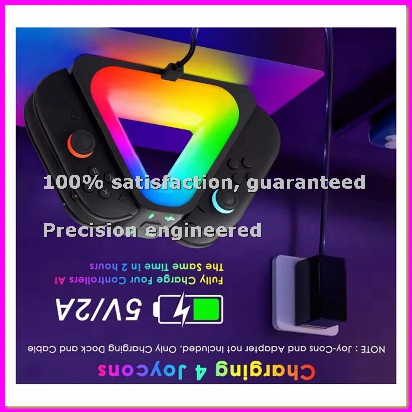 

Док-станция для быстрой зарядки RGB для Joy-Con контроллеров NS2 Switch 2, магнитная зарядная станция-подставка для контроллеров Switch 2 - ELEC