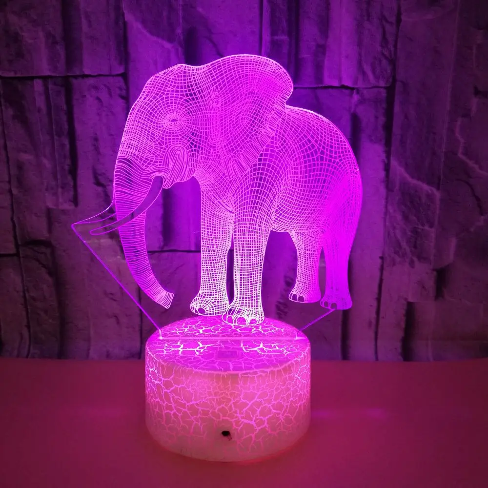 Nighdn Elephant Night Light para niños, lámpara de noche de ilusión 3D, decoración de habitación cambiante de 7 colores, regalos de cumpleaños y Navidad para niños y niñas