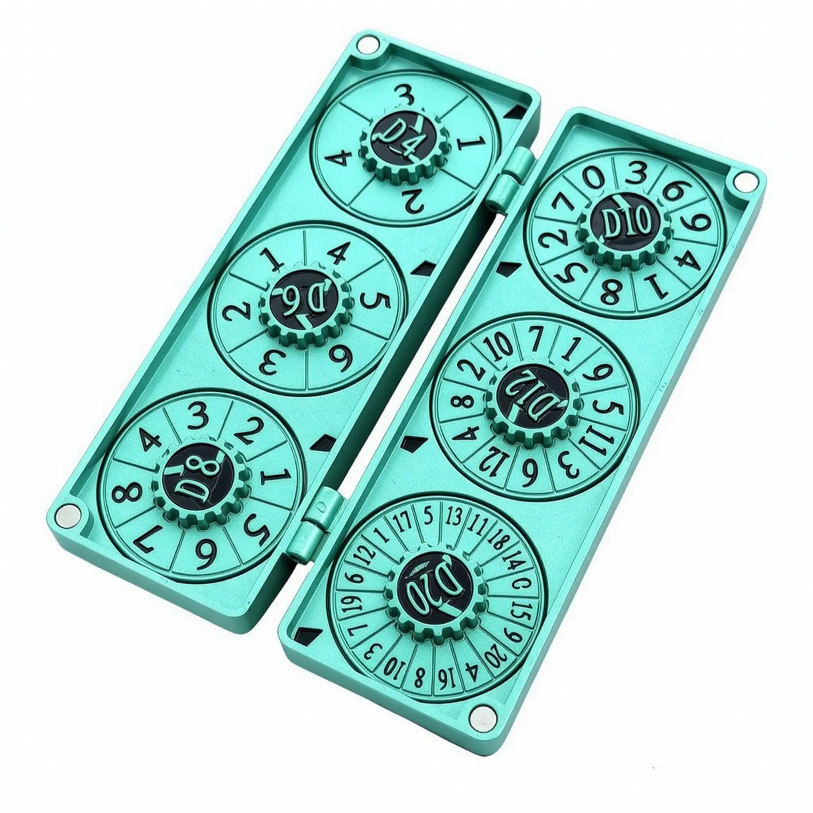 Hinged Tabletop Dice with Numbered Faces Raised textured Markers Easy-to-Carry Format, Foldable Metal Dice Unit