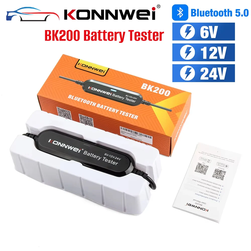 

KONNWEI BK200 Bluetooth 5,0 тестер аккумулятора для автомобиля, мотоцикла, грузовика, 6/12/24 В, анализатор аккумулятора 100-2000 CCA, тестеры зарядки