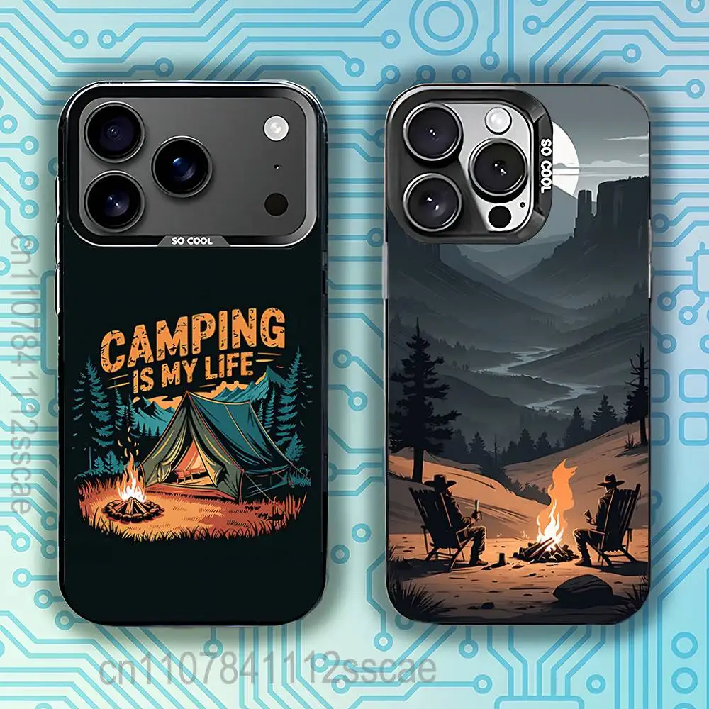 

Mountain Nature Outdoor Camping Phone Case For iPhone 17,16,15,14,13,12,11,Pro,Max,Plus,E,Air,Mini Black Tpu IMD Cover