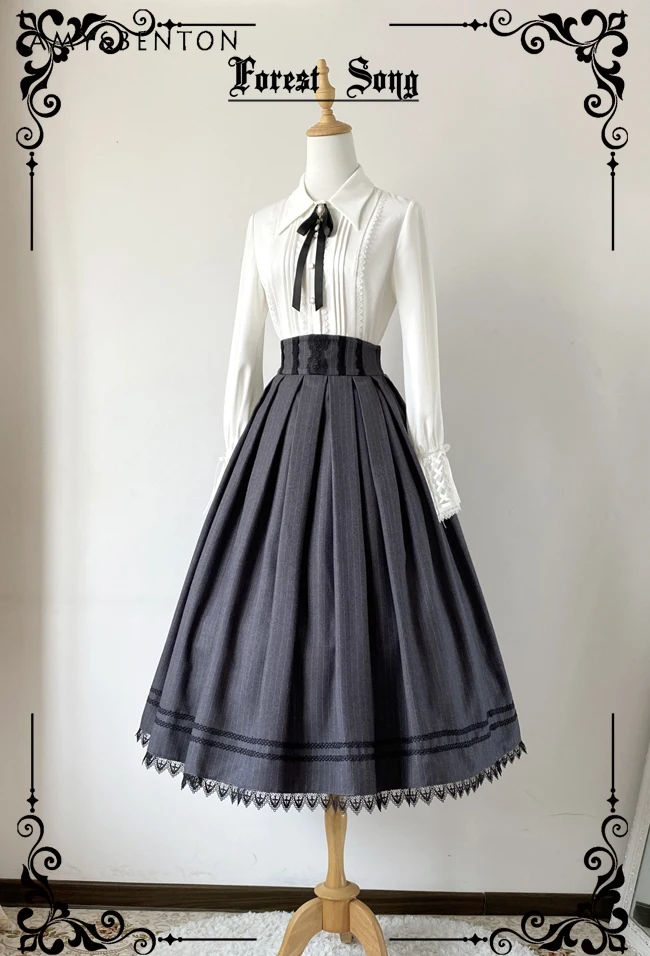 رشيقة خمر المحكمة نمط توتو تنورة حلوة لطيف عالية الخصر التخسيس ألف خط التنانير النساء اليومية الأساسية لوليتا منتصف طول تنورة #6