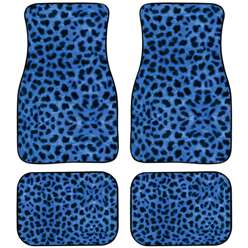Blue Leopard พิมพ์รถเท้า 4PCs แพ็ควัสดุยางกันน้ํารถป้องกันพรมอุปกรณ์เสริม