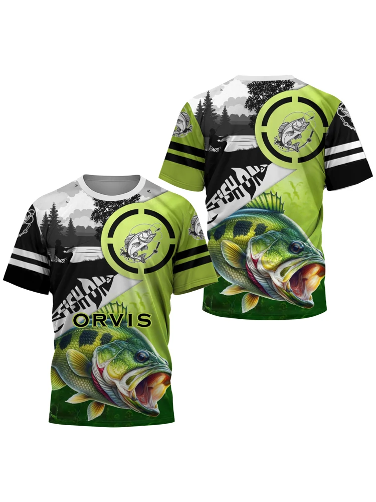 A14 Bar flags and blue beaks Summer digital print pattern fishing Marine fish freshwater fish sports short sleeve