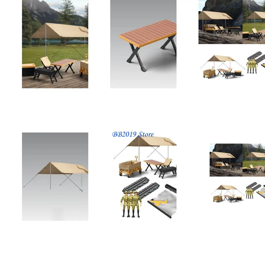 

Q0KB Outdoor Camping Set for 1/12 Remote Control Car MN85K Side Awning Camping Tent