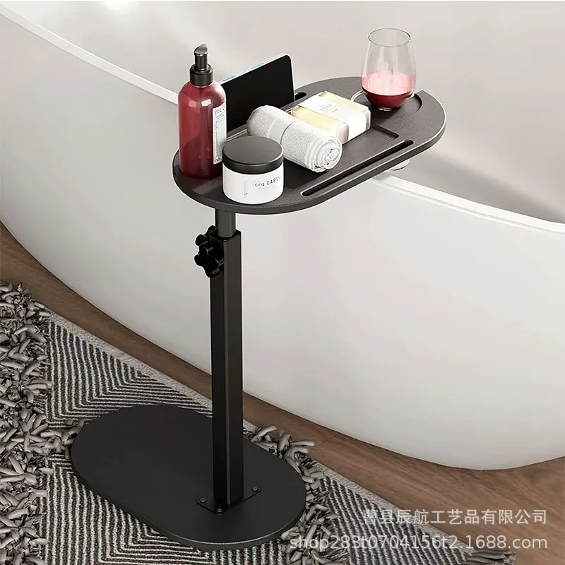 

Suitable forHousehold bamboo bathroom rack Floor-to-ceiling adjustable mobile phone tablet holder Bath wine storage rack