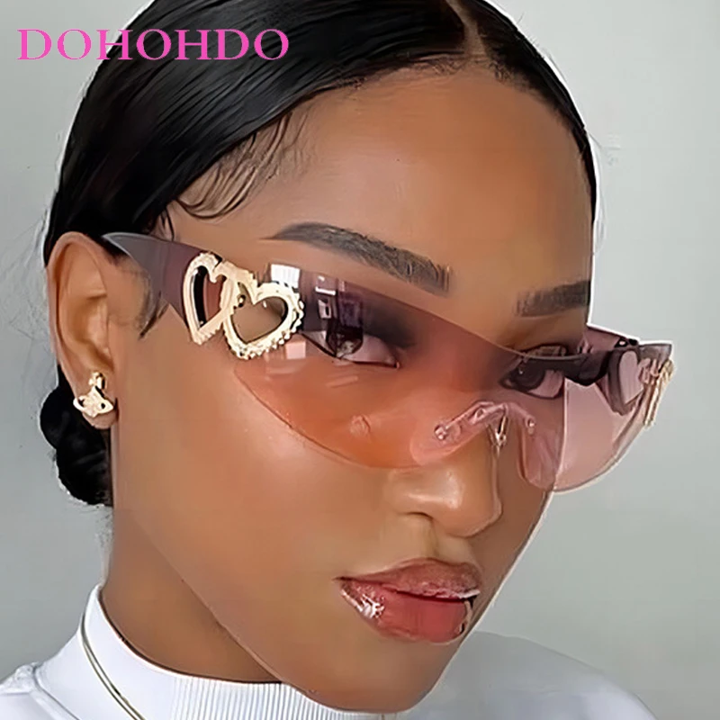 

Punk Rimless Heart Frame Sunglasses Man Woman Brand Designer Luxury Vintage Sun Glasses Male Female Fashion Shades Oculos De Sol