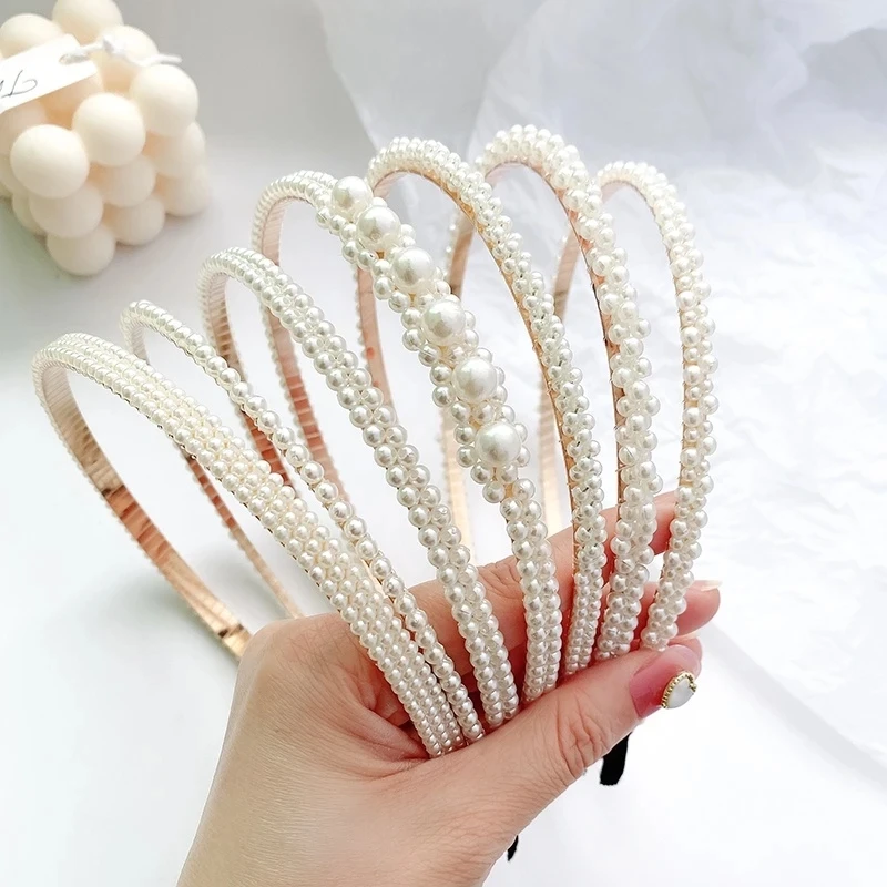 New Women Fashion Hair Hoop Simple Pearl Hairband Non-Slip Female Headband Hair Accessories Headwear