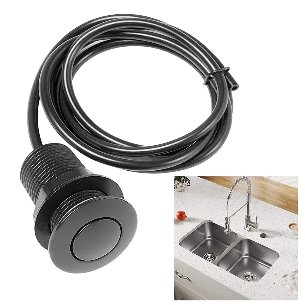 1set Switch Push Button Cover With 1.5m Hose Garbage Disposal Air Switch Food Waste Disposal Device Push Button Replacement Kit
