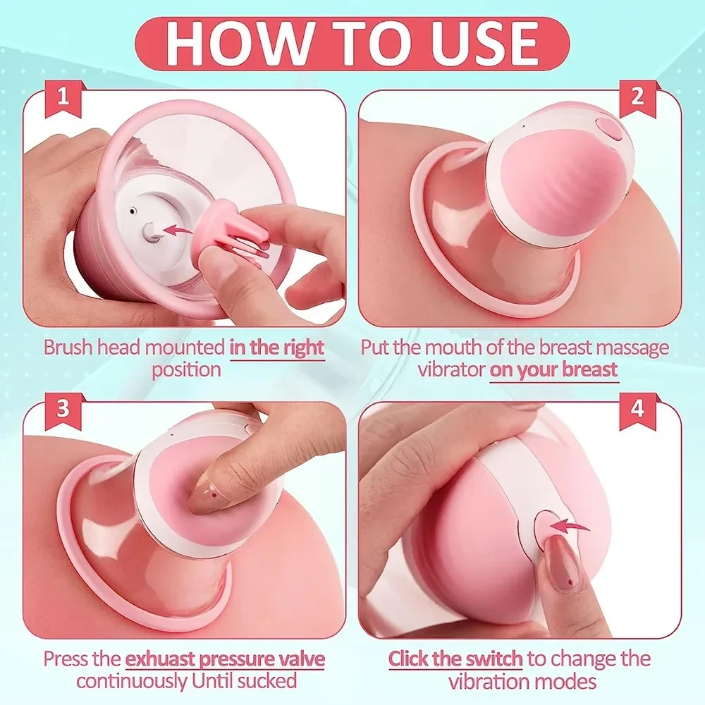 Nipple Suckers Sucking Stimulator Massager with 10 Vibrator Rotation Modes Adult Sex Toys for Women Couples Breasts Sucker