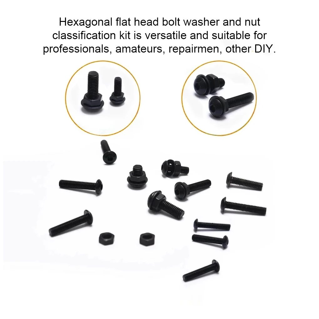 1225 Pieces/Box Screw Hexagon Bolts Nuts DIY Crafting Handmade Repairing Tools Hardware Kit Attachment Professional